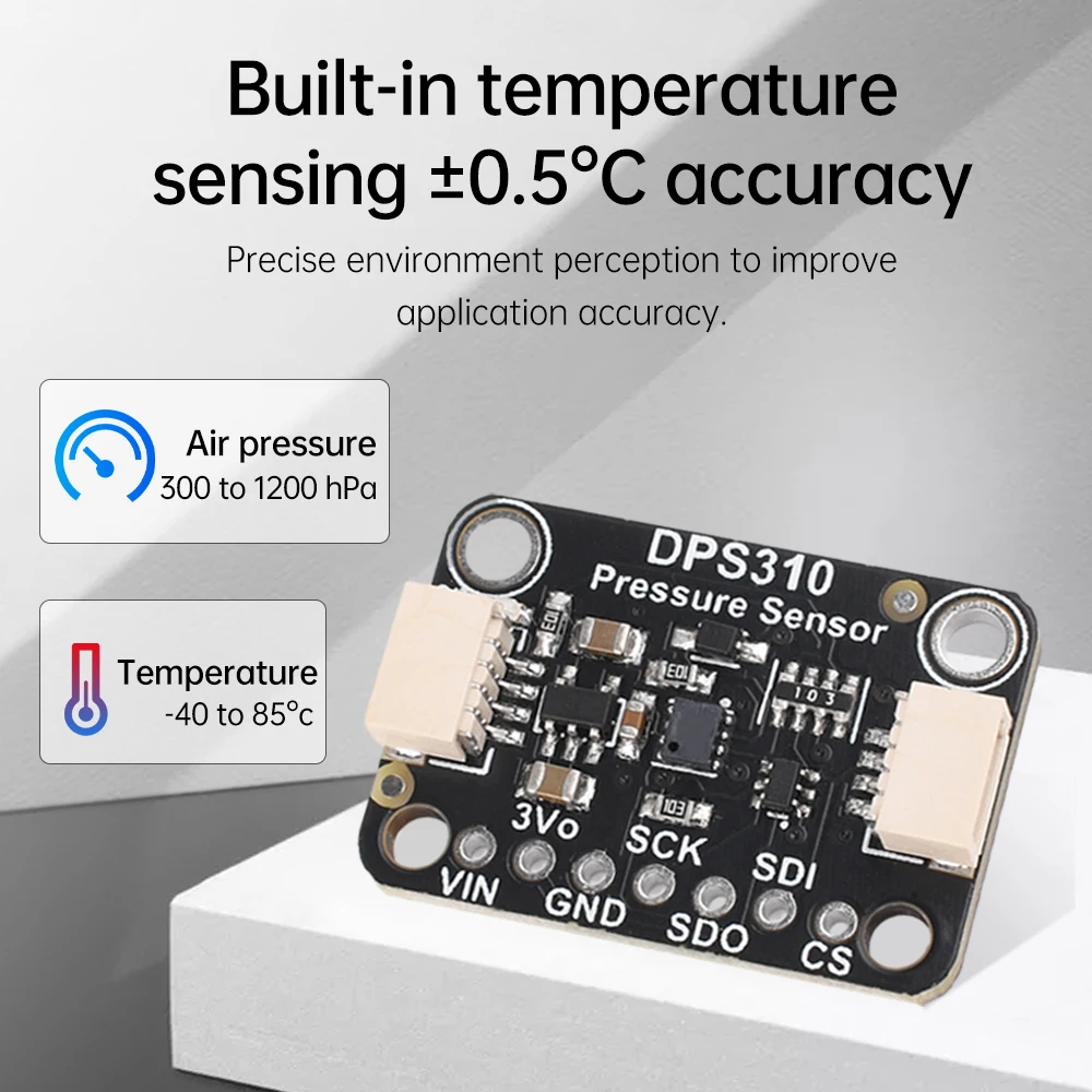 Module baromètre altimètre de précision ±0.02m connecté à une carte via Qwiic, démonstration de l'interface.