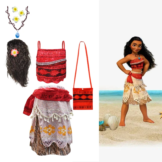 Roupa fantasia para crianças moana serve De 2 a 8 anos.