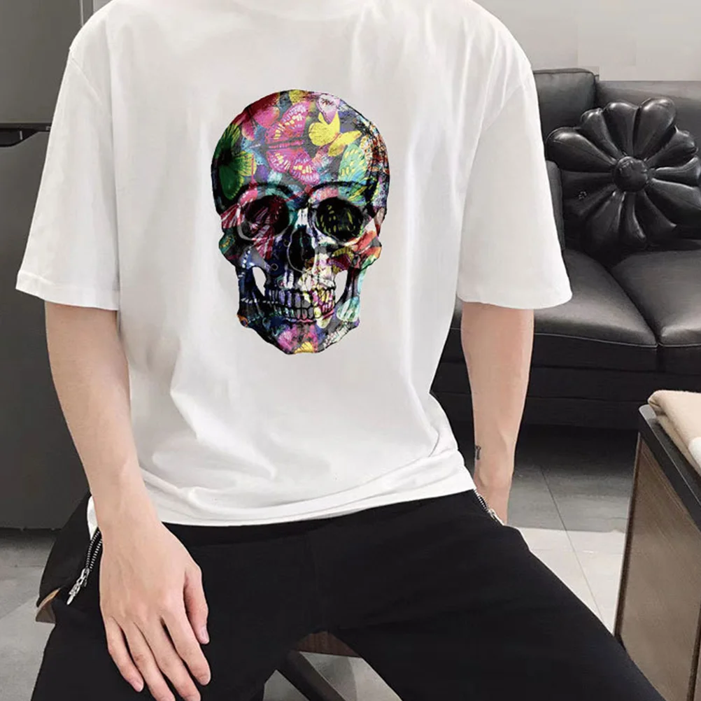 할로윈 해골 패치, 열 전달 다리미 의류 스티커 세트, 재킷 청바지 의류 DIY
