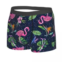 Flamingo Party Leaves Man's Boxer Briefs Underpants Highly Breathable High Quality Gift Idea 2