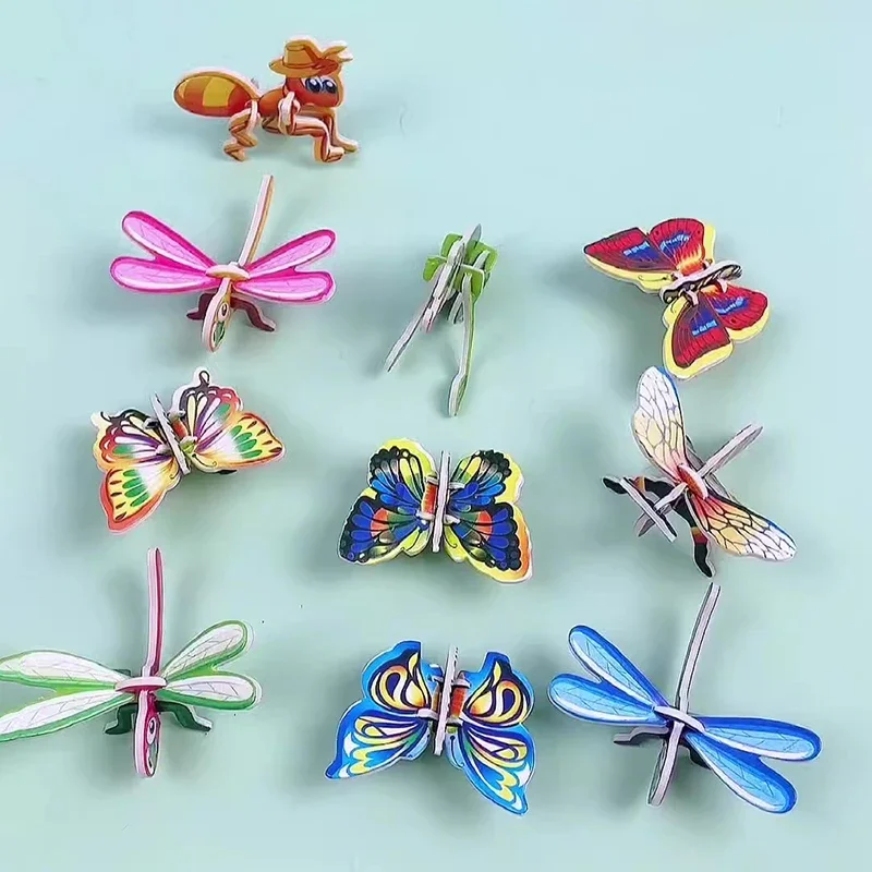 10 Pc /pack 3D Insect Puzzle DIY Dinosaur Tank Handmade Puzzle Children's Toys Kindergarten Gift Kids Present 4