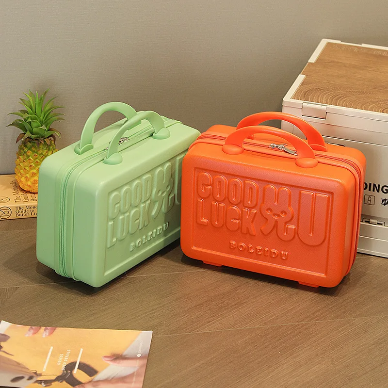 14 Inch Handheld Zipper Luggage ABS Waterproof Travel Suitcases Portable Mini Luggage Storage Boxes Makeup Suitcase Kids