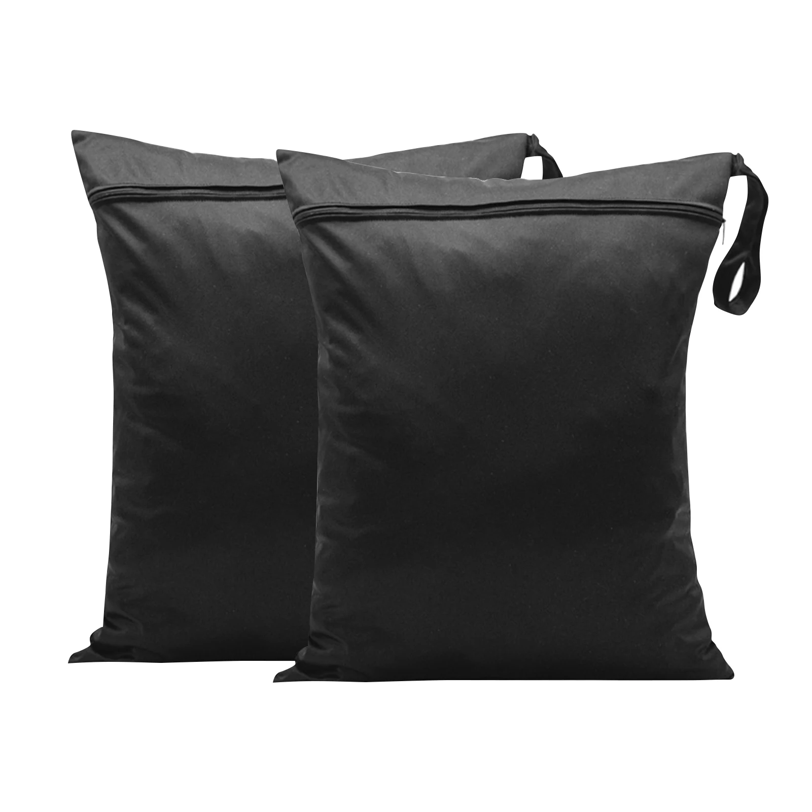 

2pcs Washable Waterproof Pouch Yoga Zipper Travel Laundry Bag Hanging Large Capacity Storage Gym Workout Wet Dry Clothes Black