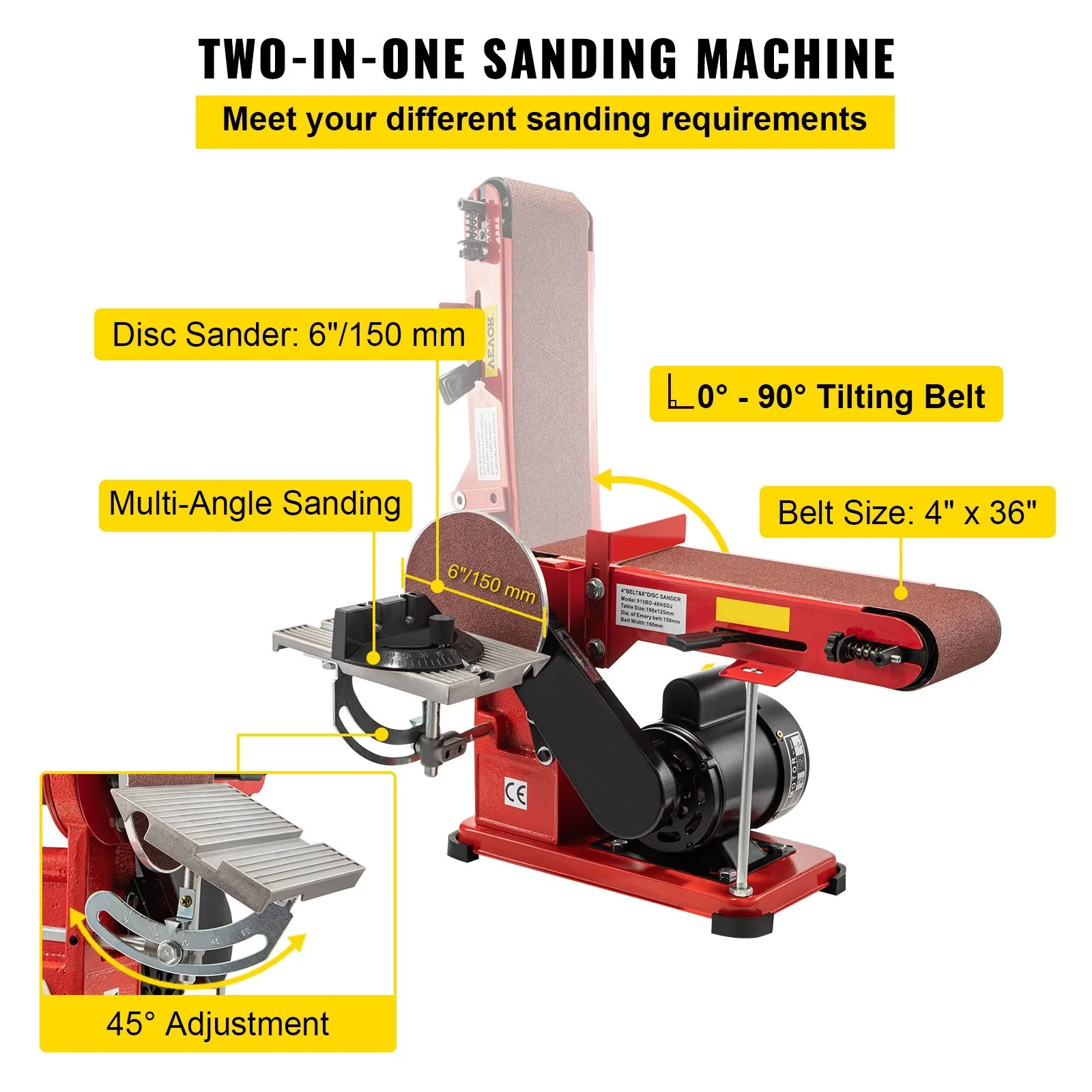 Belt Sander 4" x 36" Electric Adjustable Bench Belt Sander 375W Grinder Bench Sanding Machine With 4 Rubber Foot Pad,electric grinder,electric sander,belt sander