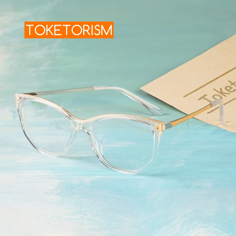 

Toketorism Retro Woman's Anti Blue Glasses TR90 Optical Spectacle Frame Computer Eyeglasses 8402