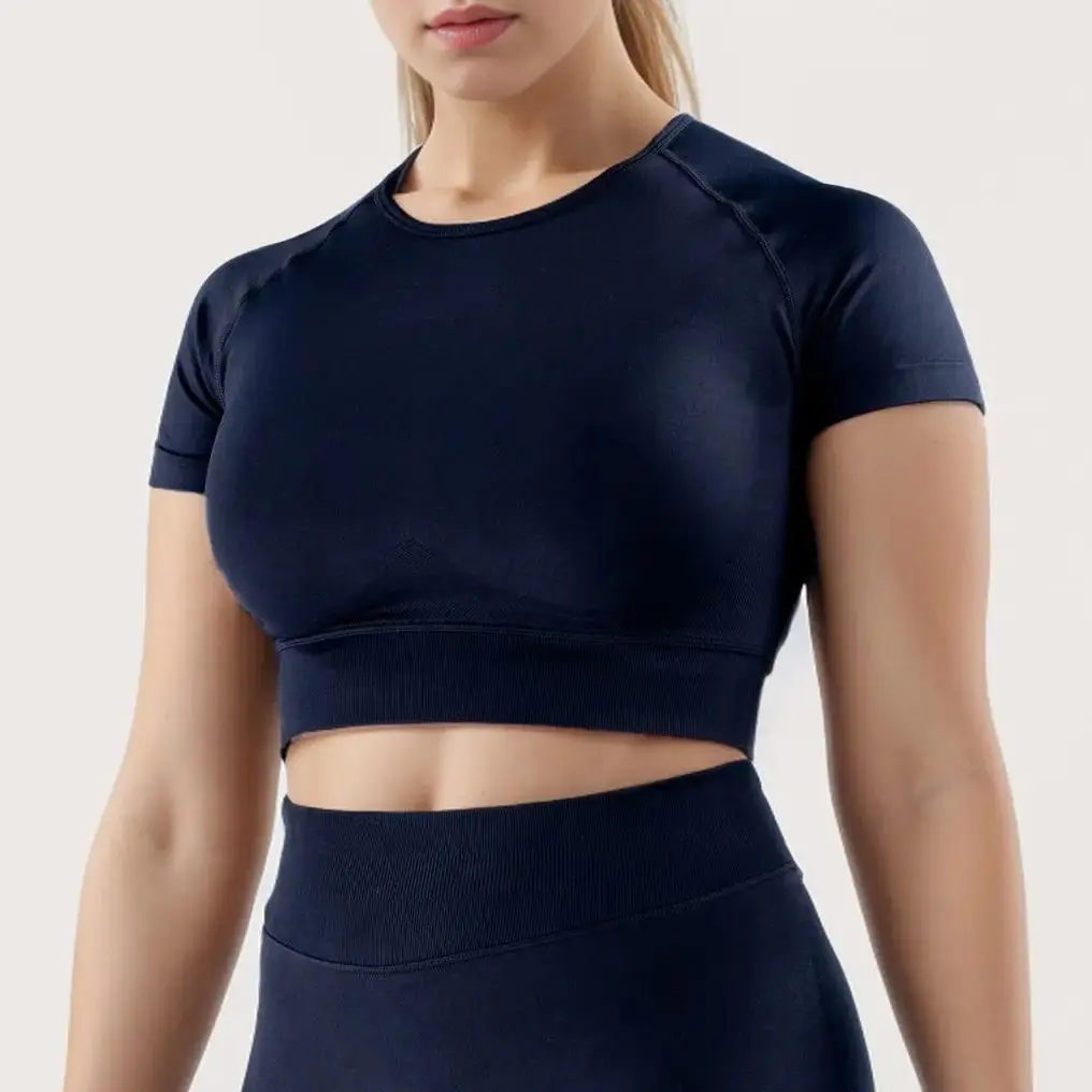 NCLAGEN Impact Tee Short Sleeve Shirt Sports Cropped Top Round Neck Women Jogging Workout Gym Clothes Seamless Yoga Elastic sports t shirt yoga top yoga shirt sports shirt