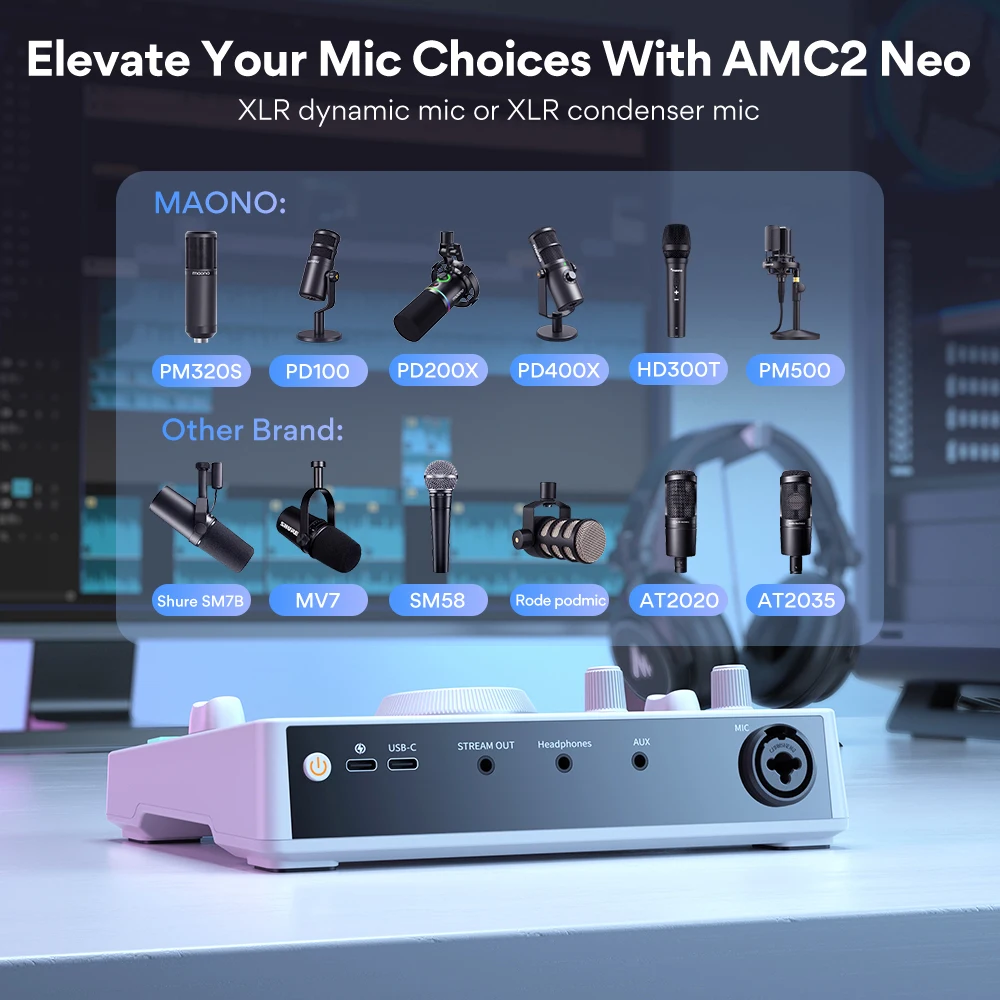 Maono AMC2 Neo Professional Sound Card Audio Interface Mixer With