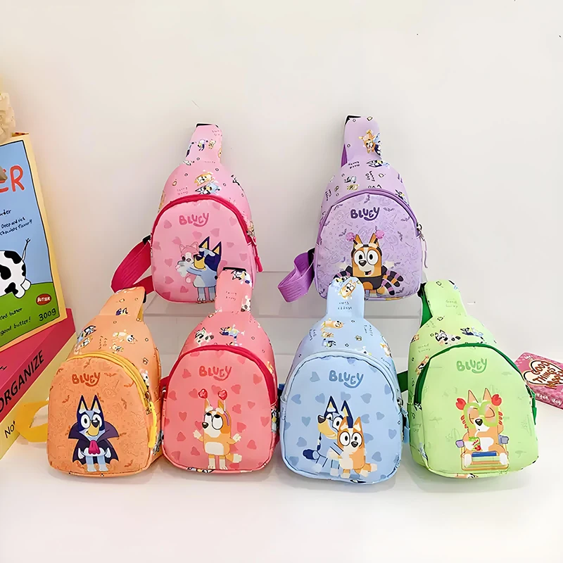 Bluey And Bingo Anime Figure Printing Cartoon Mnin Backpack Children A Shoulder Bag Messenger Bag Birthday Gift 1