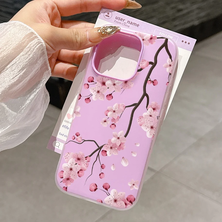 Green Leaves & Pink Floral Candy Matte Phone Case Cover – 2 in 1 Design