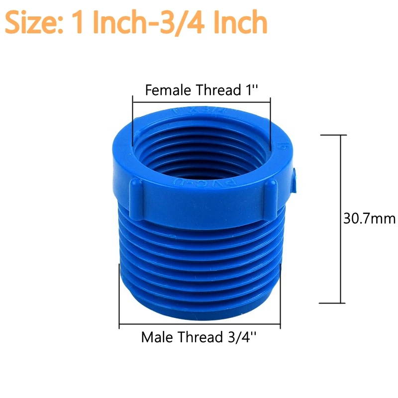 PVC Reducer Fitting - 3/4" Socket X 1/2" Female Thread Plumbing Adapter