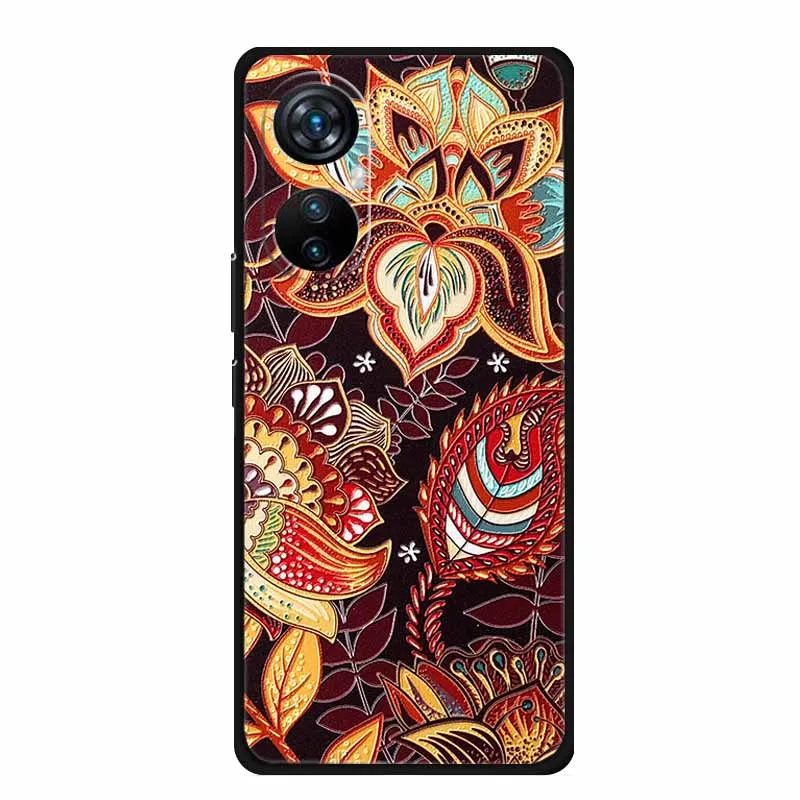 Elegant 3D Relief Emboss Black Silicone Soft Back Case