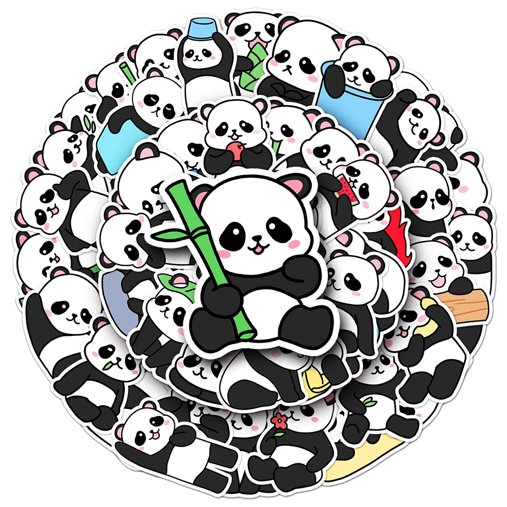 10/30/50pcs Kawaii Cartoon Panda Graffiti Waterproof Stickers Laptop Notebook Phone Suitcase Diary Decoration Sticker Kids Toy 10 30 50pcs cool retro dark anime girl stickers decals laptop skateboard phone suitcase diary fridge decoration sticker toys