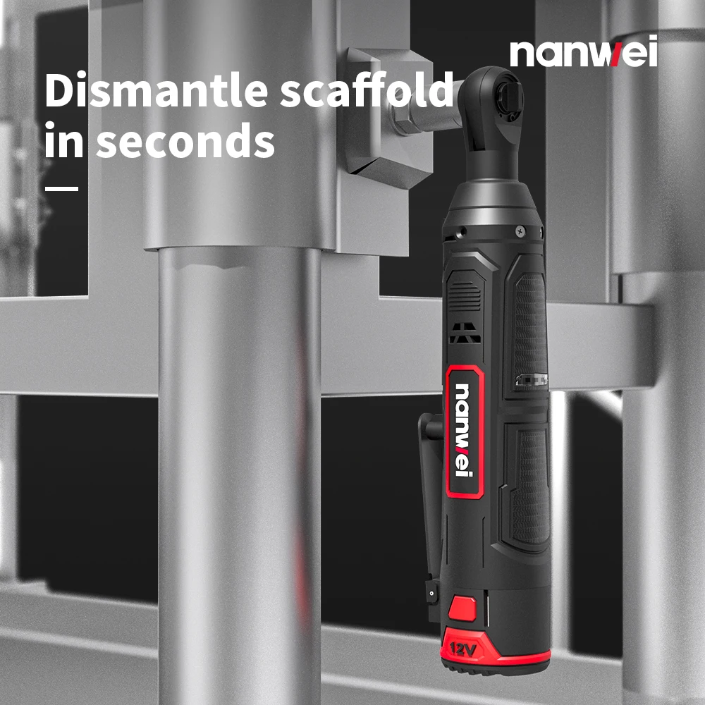 Nanwei Mini Ratchet Wrench Truss 45NM Electric Wrench Angle 12V Fast Right Angle Charging Line Frame Driver Set 5