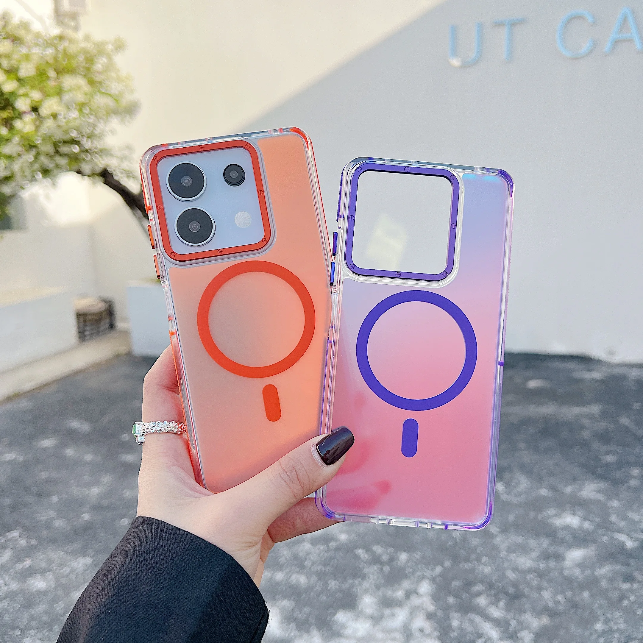 Luxury Metal Lens MagSafe Phone Case with Wireless Charging and Discolour Cover