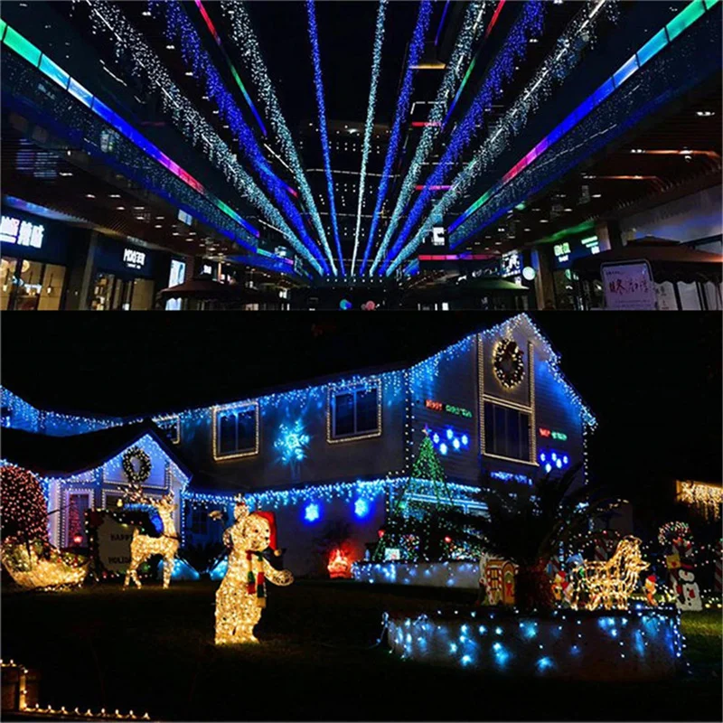 LED Garland Fairy Christmas Light Icicle String Lights 110V 220V Home Lighting For Eaves Wedding Shopping Mall Stair Decoration