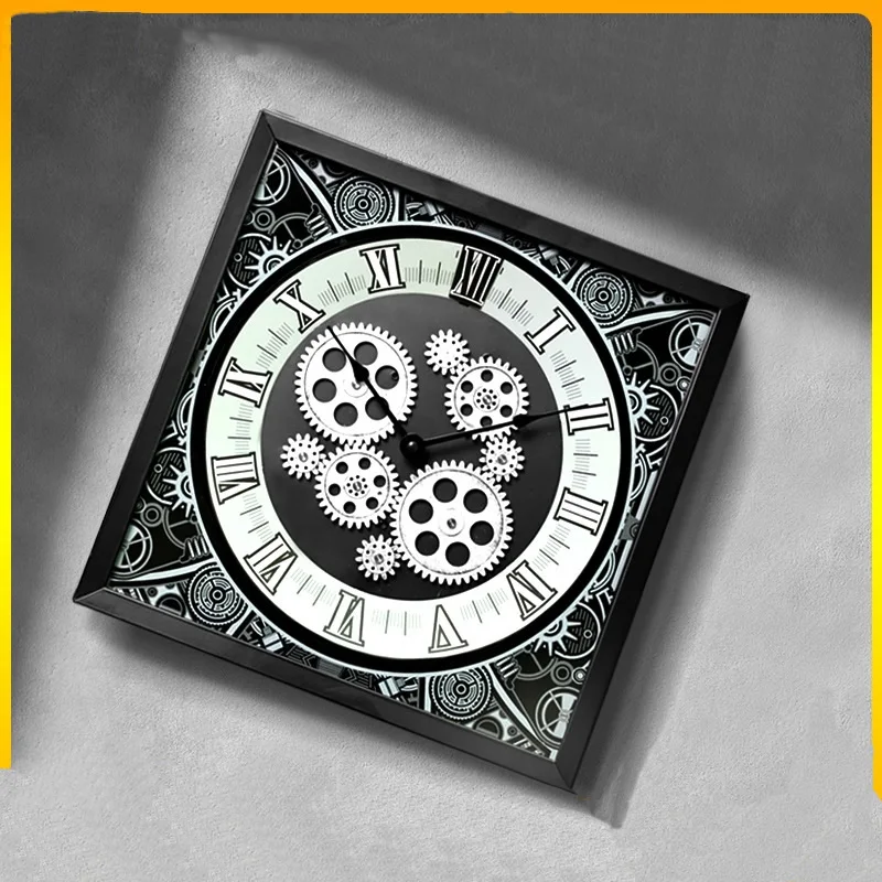 

Retro creative iron wall clock living room decorative art clock home personalized gear clock