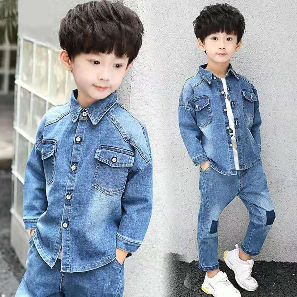 Age For 4 6 8 10 Years Boys Suits Blue Color Children Clothes Sets