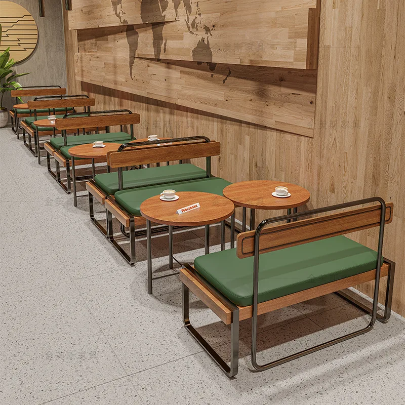 

C0090 Retro Cafe Solid Wood Tables and Chairs Negotiation Reception Small Round Table Casual Tables and Chairs Simple Combinatio