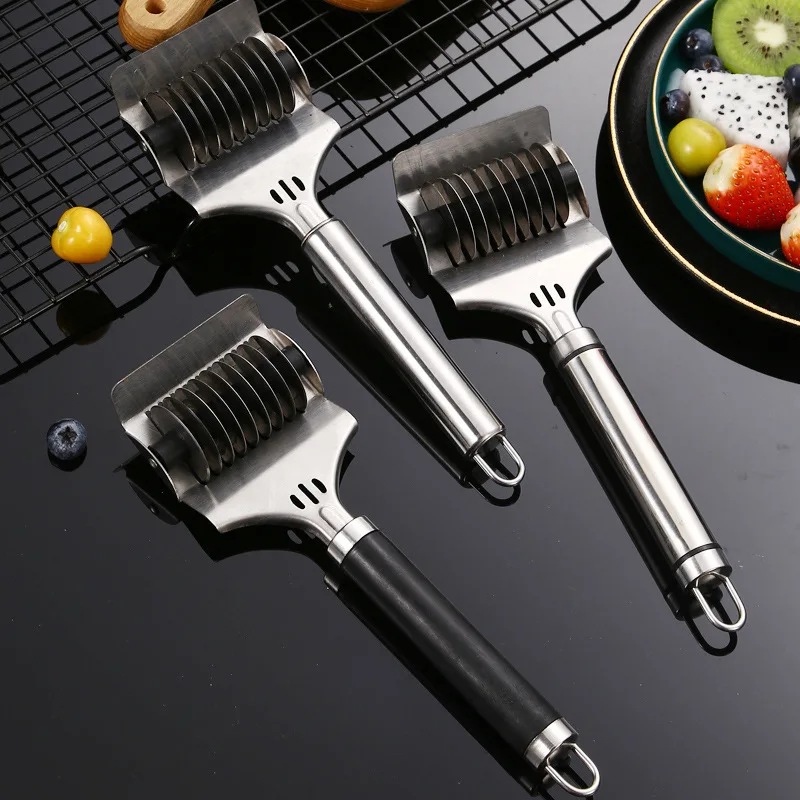 Stainless Steel Pasta Noodle Cutter Pasta Spaghetti Maker Noodle Lattice Roller Handheld Dough Cutter for Kitchen Cook MS-343-2
