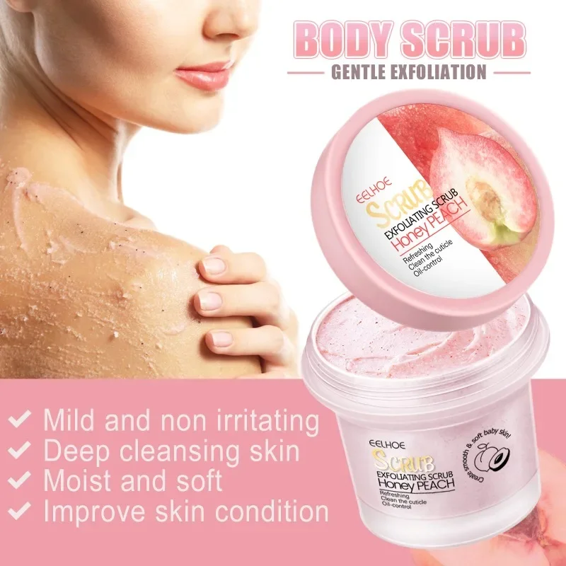 Peach Body Scrub Deep Cleaning Exfoliation removal Chicken Skin Melanin fade Repair whitening brighten Care cream peeling scrubs 2