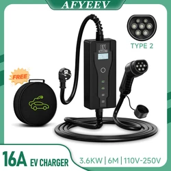 EV Charging Cable 16A 3.6KW Type 2 to Type 1 Male To Female For J1772 Electric Car Charger Station 6 Meter FREE Plus Storage Bag