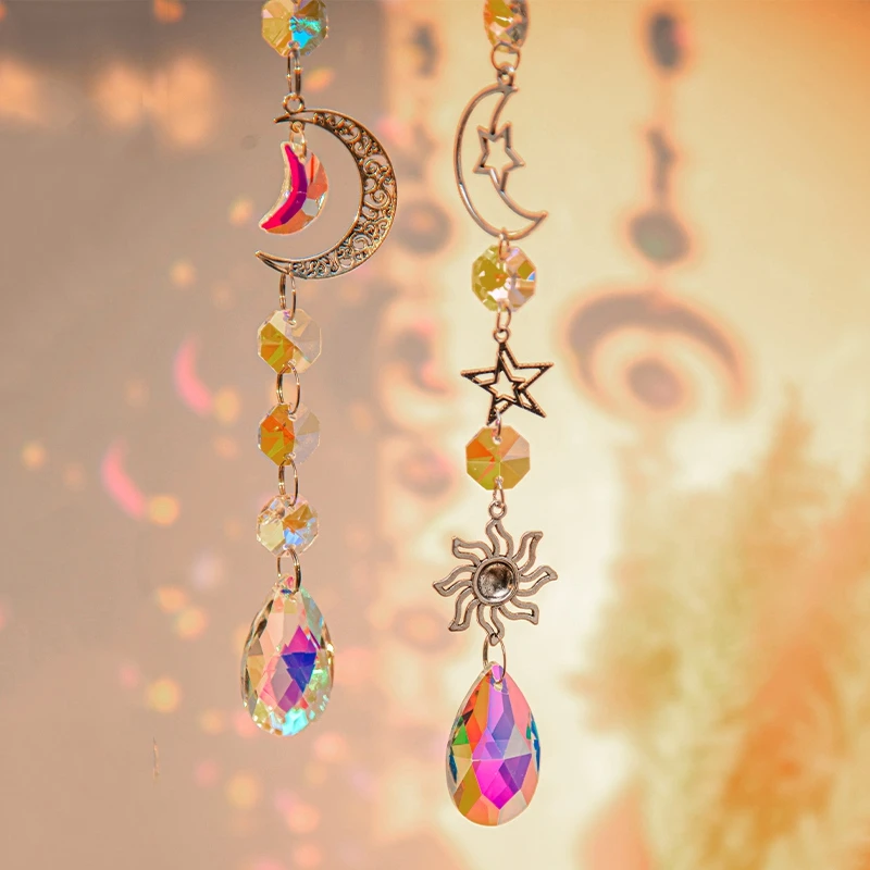 Hanging Wind Chimes Crystal Suncatcher Garden Hanging Pendant Outdoor Home Ornament Moon Catcher Pendant Wind Music Bell 5