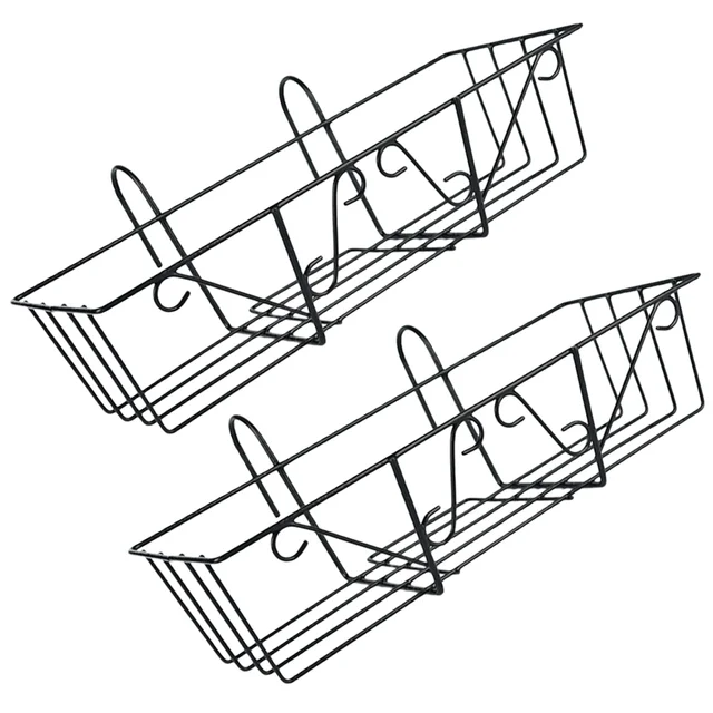 2 Db Erkély Ültetvényes Polc Tartó Virágcserép -Tároló Állvány Tálak Kültéri Ingyenes Szerelt Kerti Kosarak Vasruhák - Image 2