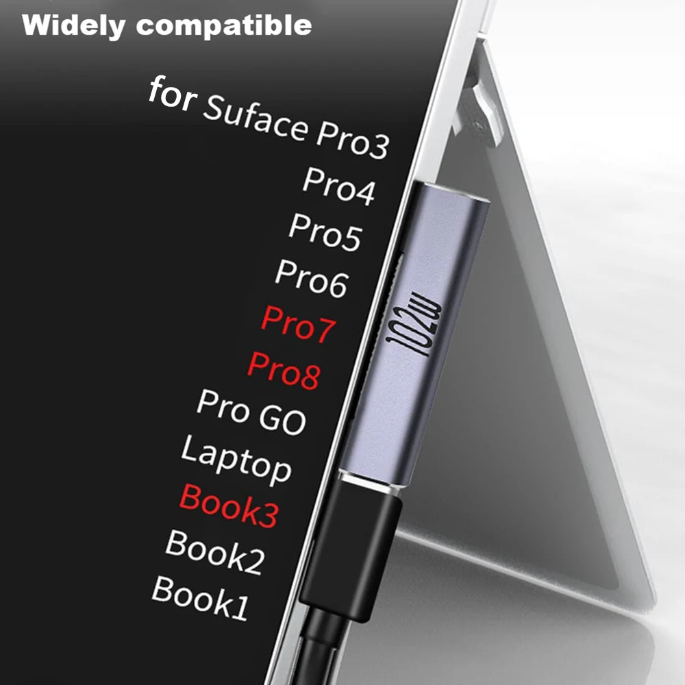 Type C PD Fast Charging Converter Compatible with Microsoft Surface Pro 6 5 4 3 Book Tablet USB-C Charging Adapter Only