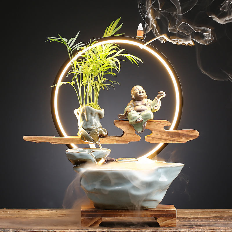 Glamorous Home Waterfall 2 Lucky flowing water ornaments waterwheel circulating water living room to make money creative home waterscape