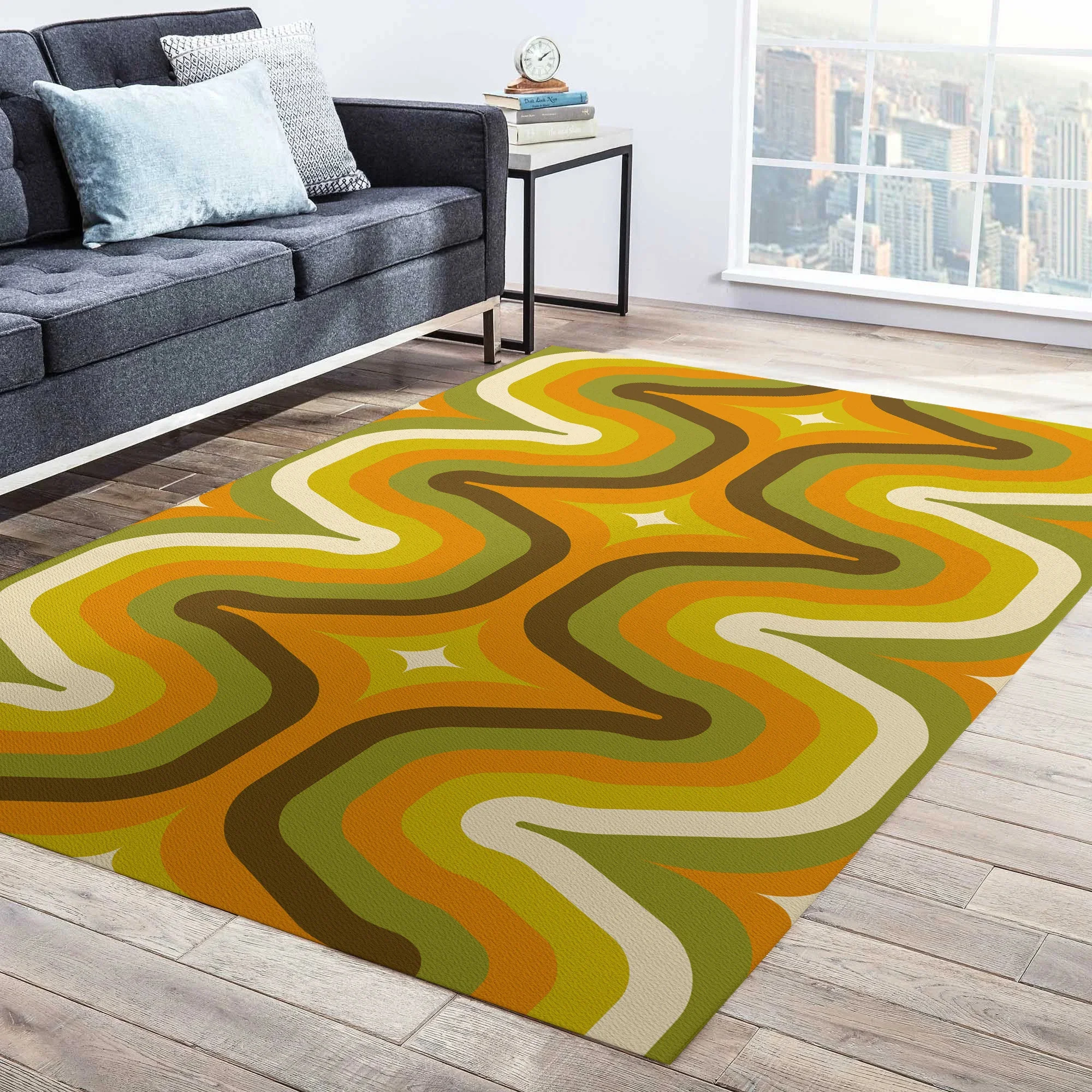 Retro Home Decor Rug 70S Aesthetic Carpet Abstract Art Bedroom Rug Balcony Corridor Non-slip Carpet Bedroom Entrance Room Mats 5