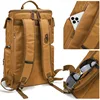 Vintage Leather Man16 inch Laptop Backpack Waxed Canvas Shoulder Rucksack Carry-On Travel Backpack for Men Women 3