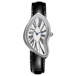 Stylish Genuine Leather Water - Resistant Quartz Wristwatch (Silver)