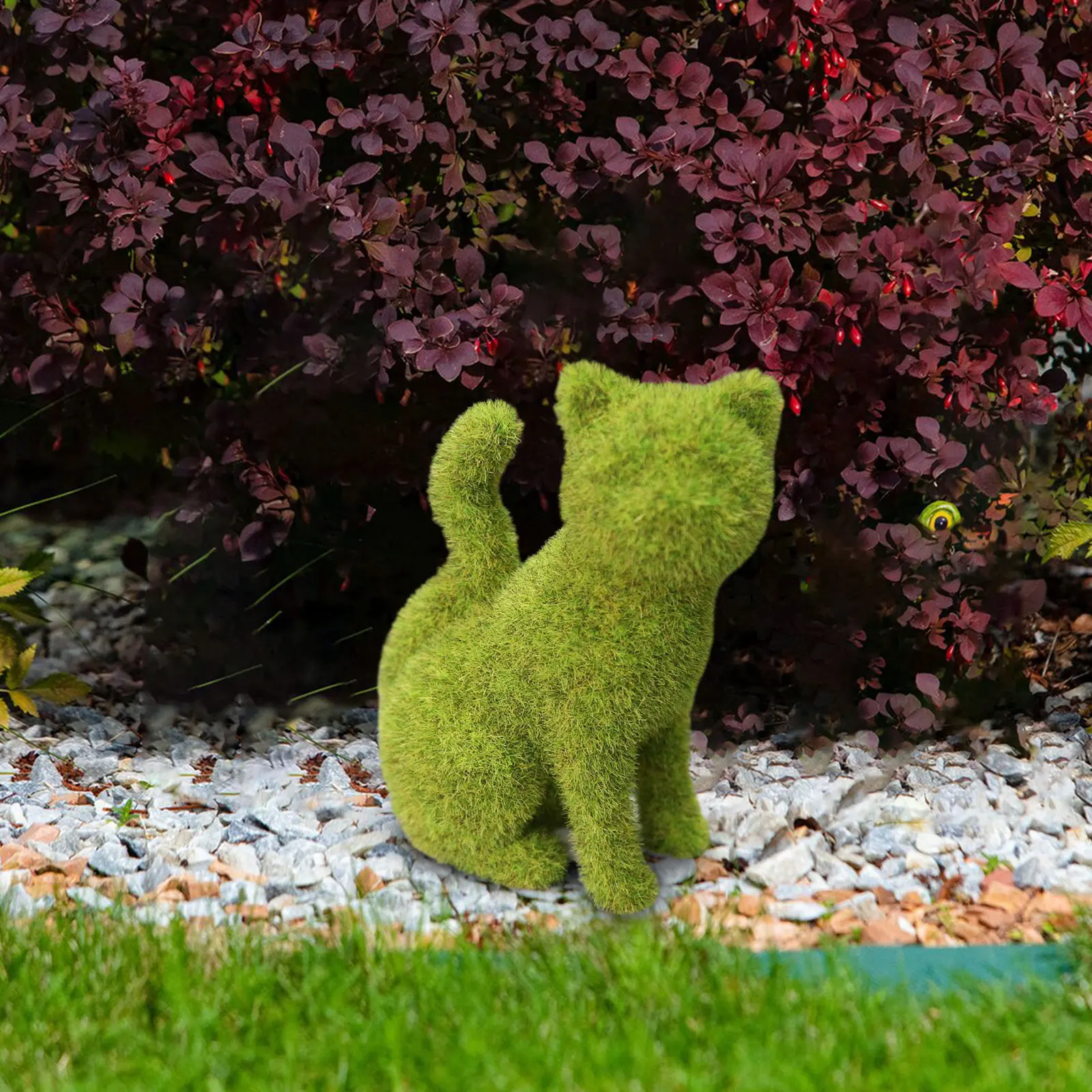 

Courtyard Cute Dog Statues Grass Green Simulation Flocking Puppy Ornaments Moss Grass Cat Figurines Garden Decor