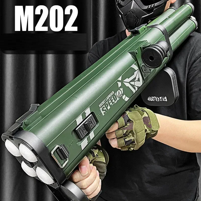 

M202 Quadruple Rocket Launcher Airsoft Toy Gun Shooting Model Soft Bullet Blaster Outdoor Games Weapon For Children Boys Gift