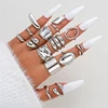 14Pcs Punk Irregular Geometric Rings Set For Women  Exaggerated Smooth Silver Color Thick Chunky Ring Hip Hop Jewelry Gifts