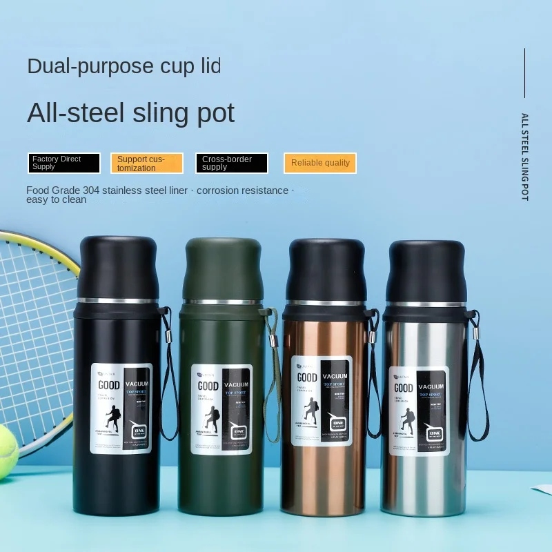 

800ml Stainless Steel Thermo Bottle Portable Vacuum Cup Flask with Rope Thermal Sports Water Bottle Free Shipping