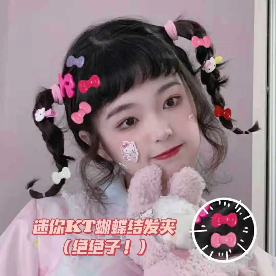Sanrio Y2K Hello Kitty Hair Clip Harajuku Hottie KT Cat Bow Clip Lolita  Side Bang Clip Diy Girl Christmas Gift - AliExpress