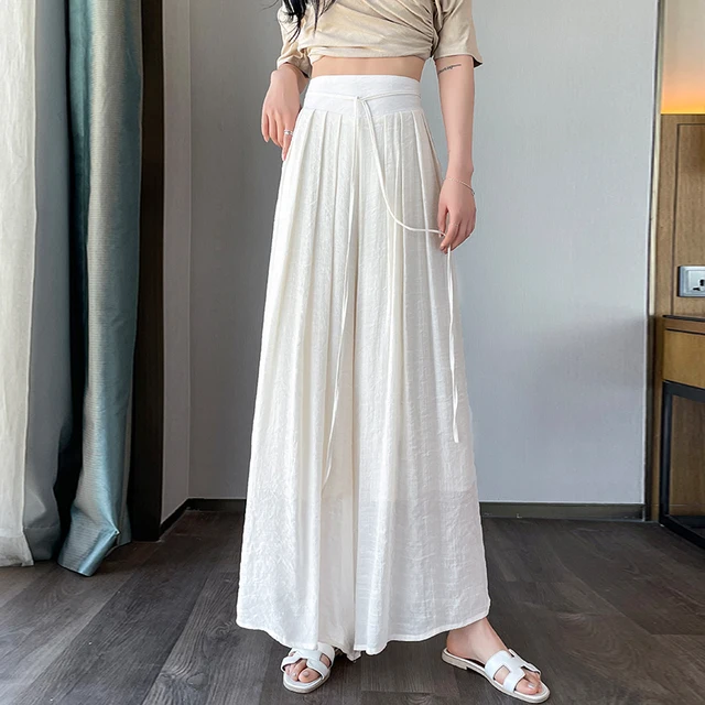 여름철 필수템 아이스 실크 코튼 린넨 와이드 레그 팬츠