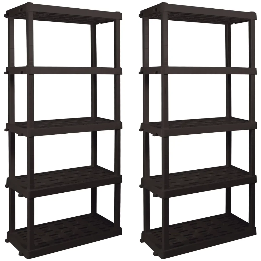 

Plastic Garage Shelves,Pack of 2 Storage Shelving,Black 750 Lbs Capacity,Shelves , Kitchen Storage,Wall Shelf,Closet Organizer