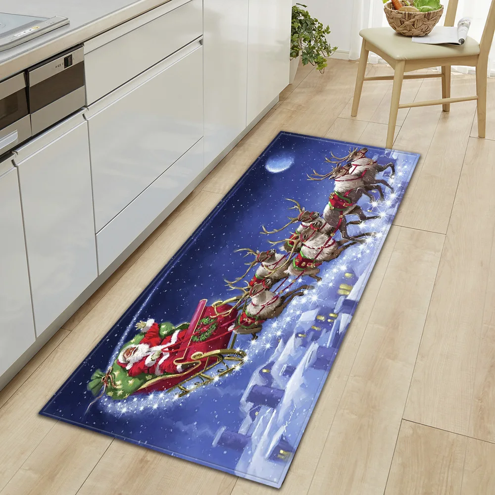 Kitchen Floor Mat, Bath Mat, Blue Christmas Decorations for Home