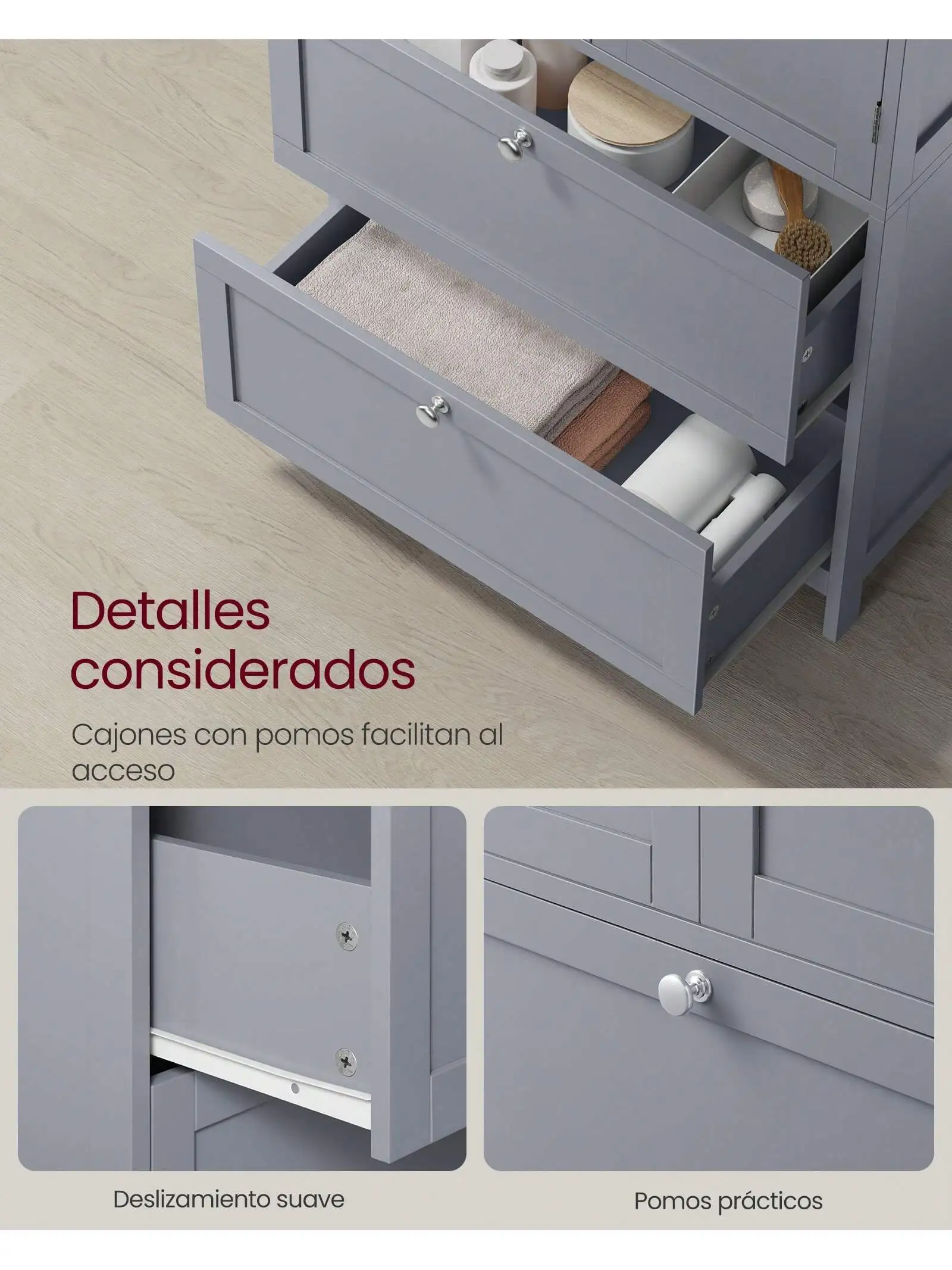 VASAGLE Meuble de Salle de Bain, Meuble de Rangement, 2 Tiroirs avec 1 Séparateu