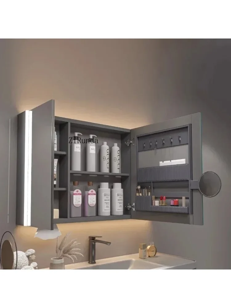 Wood Bathroom Smart Mirror Cabinet Wall Mounted Beauty Makeup Bathroom Mirror Cabinet for Storage Home Furniture