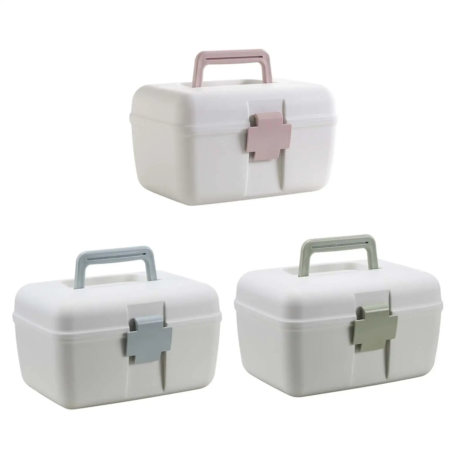 

First Aid Storage Case Multipurpose Double Layer Bin Non Slip Handle Medicine Storage Box Camping Household