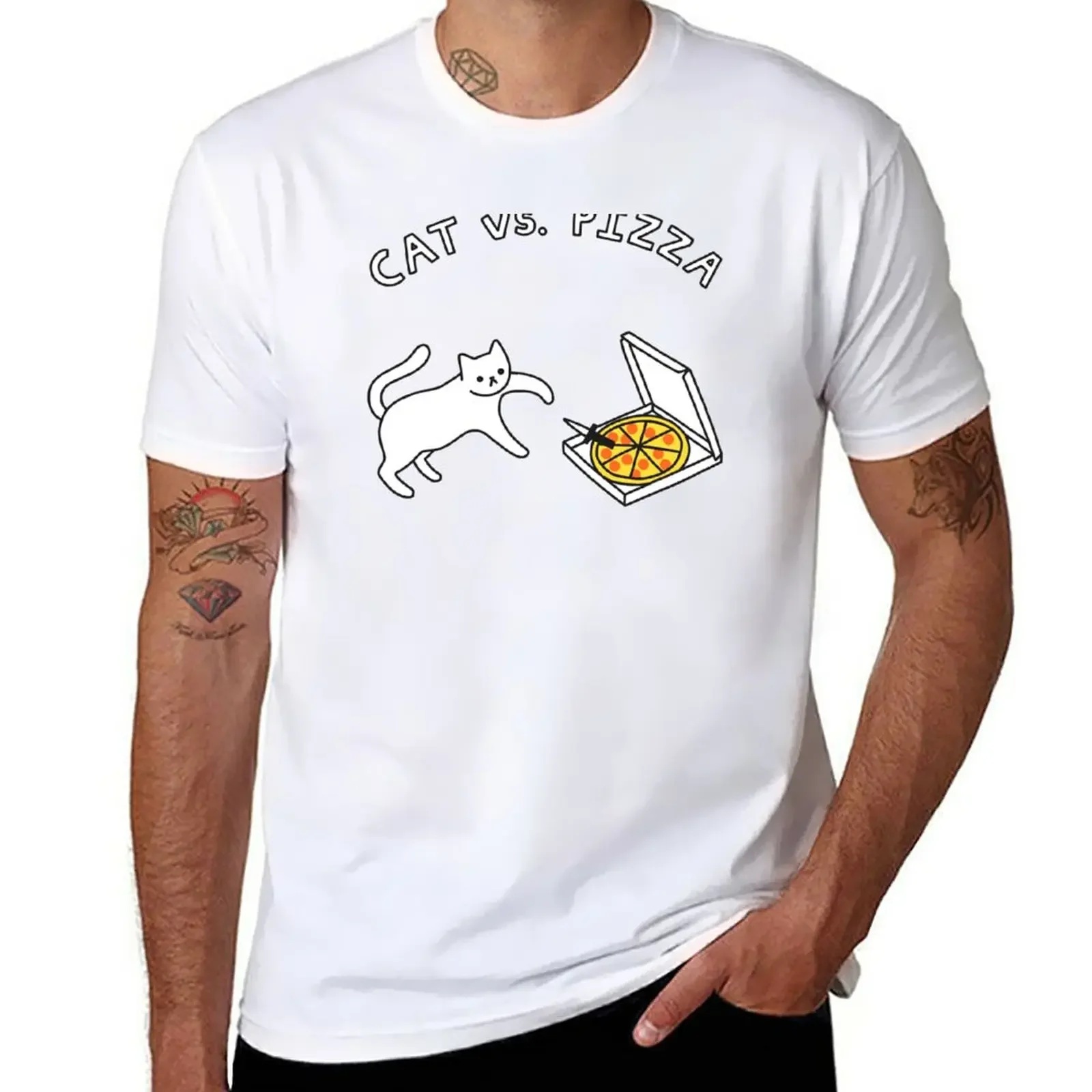 

CAT vs. PIZZA T-Shirt oversizeds plain mens vintage t shirts