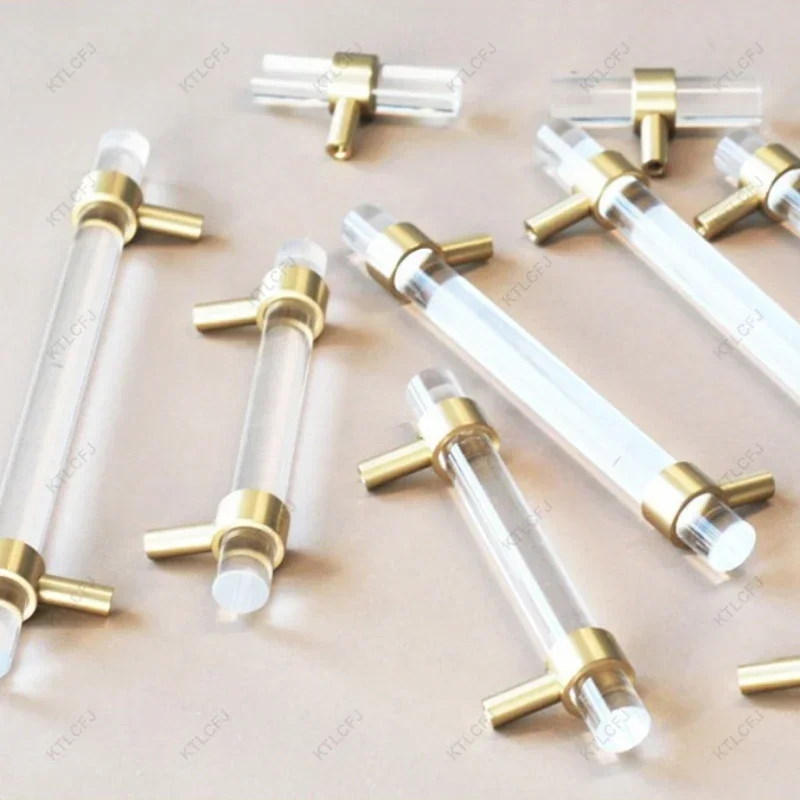 European Acrylic Handle American Transparent/Black Cabinet Drawer Wardrobe Door Handle Single Hole 96/128/160/224mm