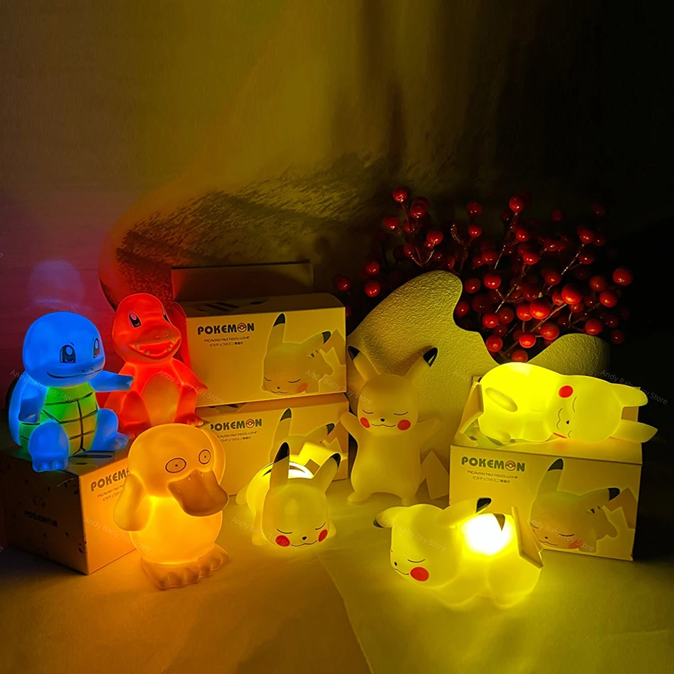 

Pokemon Night Light Glowing Pikachu Gengar Charizard Psyduck Squirtle Cute Kawaii Soft Animal Bedside Lamp Children Kid Gifts