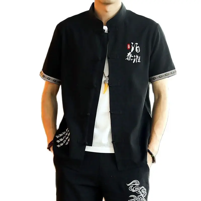 

2022 New Chinese Style Men's Summer Suit Cotton Hemp Short Sleeve Tang Suit Retro Han Suit