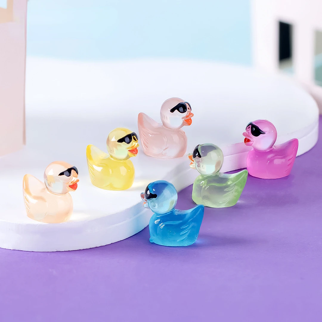 10/20/50PCS Mini Fluorescent Sunglasses Duck Ornament Miniature
