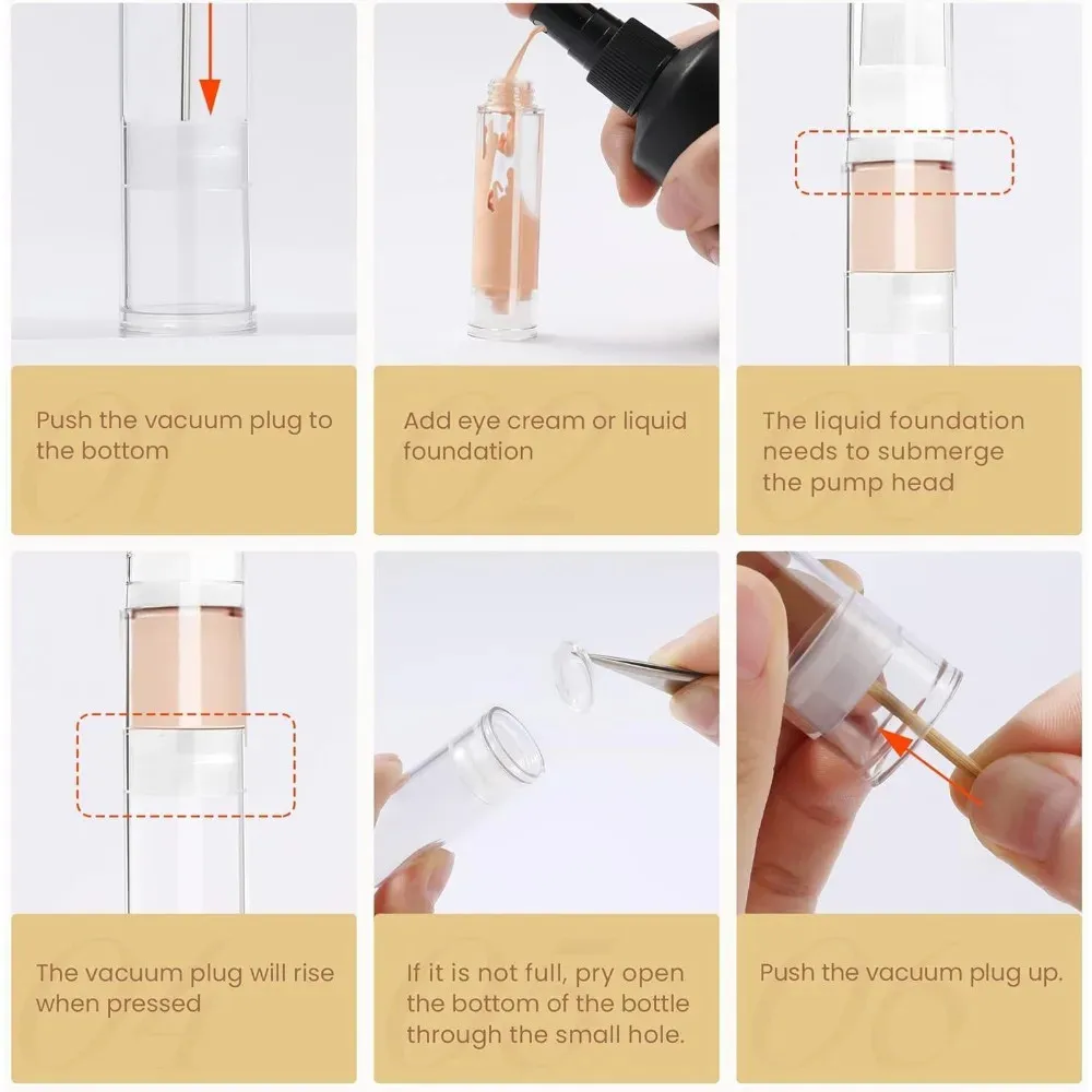 5/10/15ml Clear Airless Vacuum Pump Bottle Cosmetic Eye Cream Travel Size Dispenser Refillable Containers Portable Makeup Tools 5