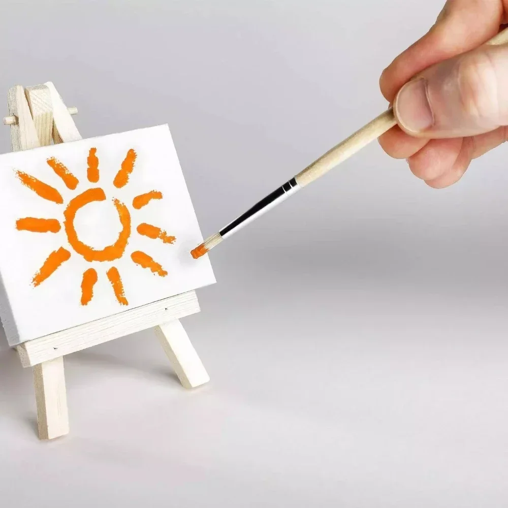 10pcs Artists Easels with Canvases Kit Kids Painting Craft DIY Drawing Small Table Easel for School Oil Painting Quadrilateral - 6